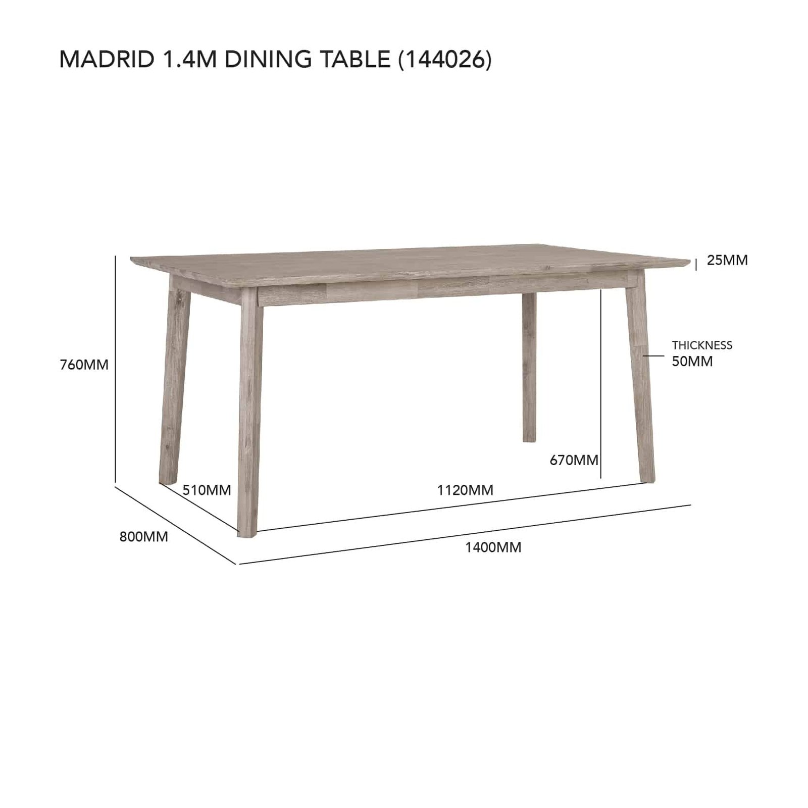 MADRID 800X1400 DINING TABLE 1808 (#) - Image 4