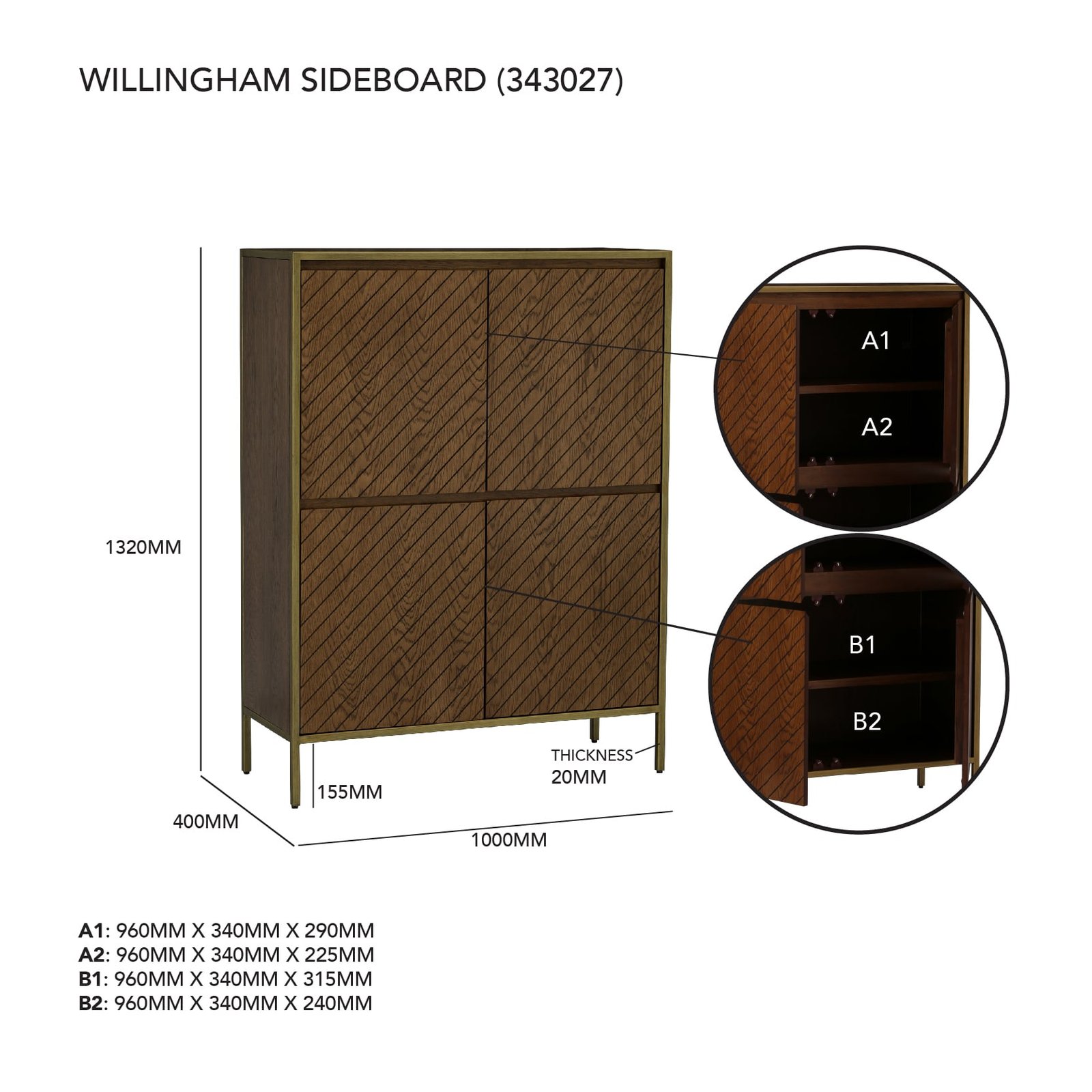 WILLINGHAM TALL SIDEBOARD 823/1811 (#) - Image 4
