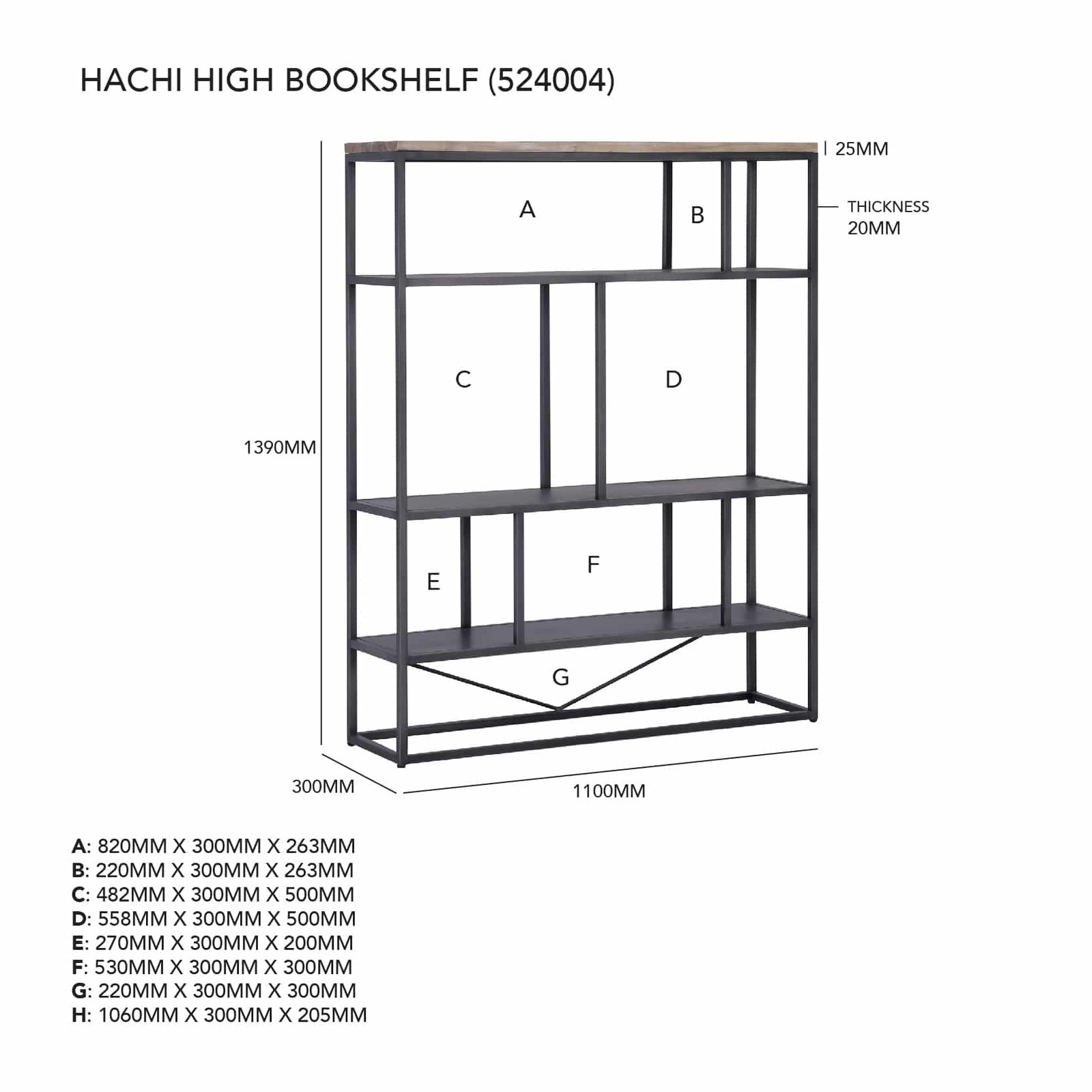 HACHI HIGH BOOKCASE 820/1800 (#) - Image 4