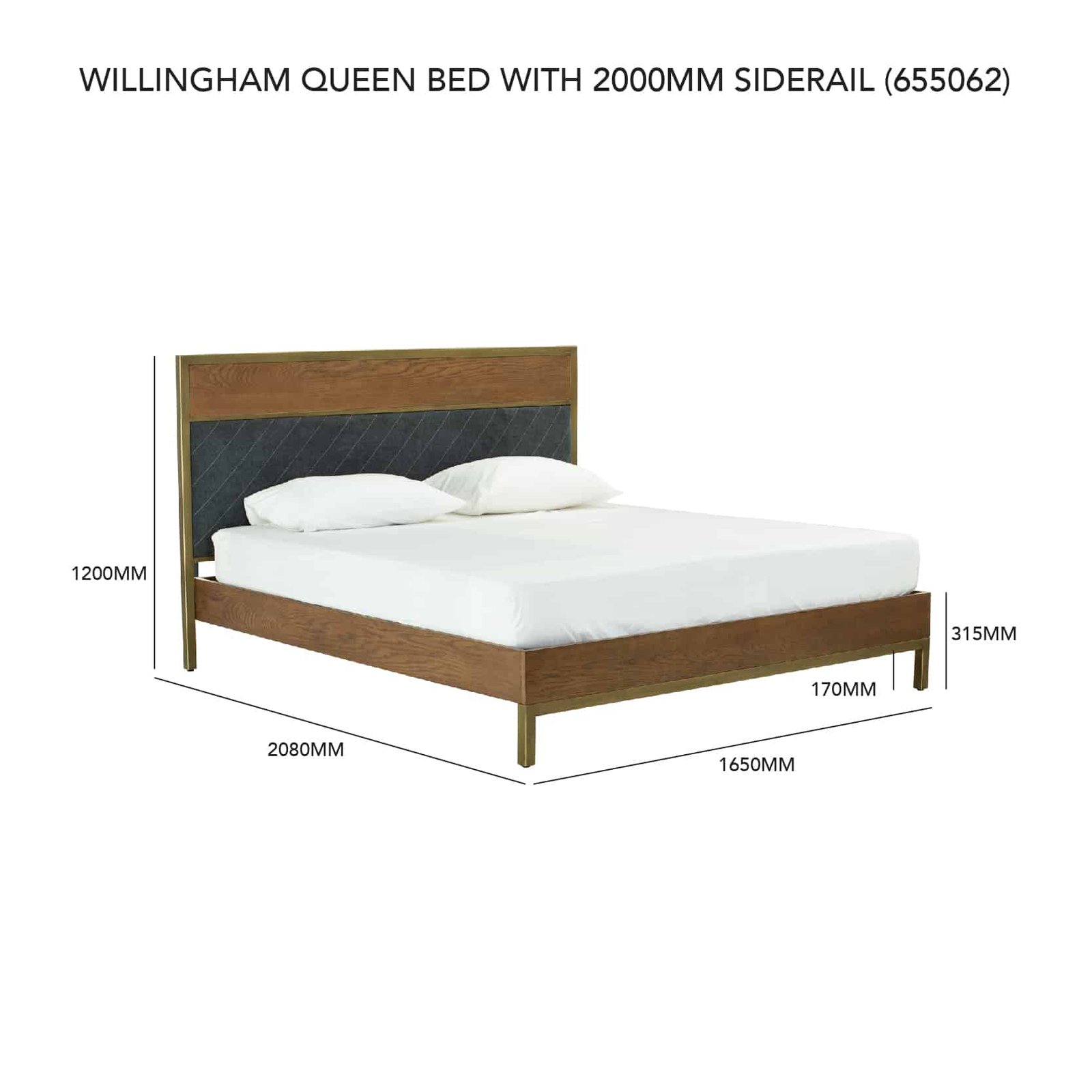 WILLINGHAM QUEEN BED WITH 2000MM SIDE RAIL 823/1811 (#) - Image 4